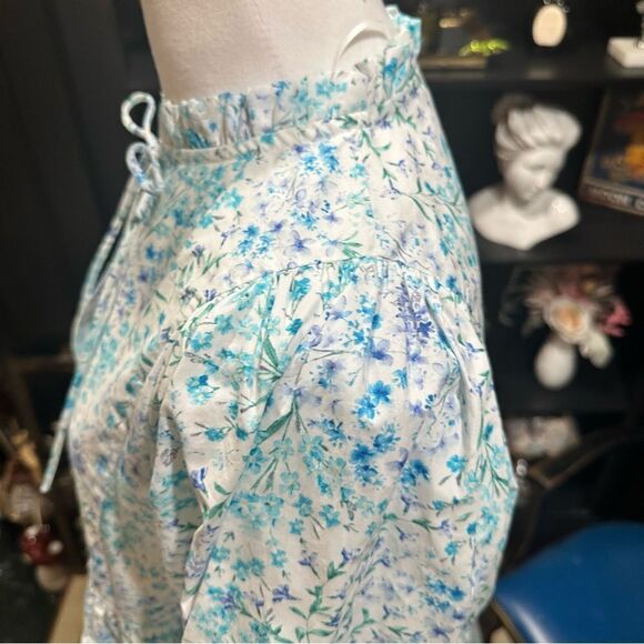 Zara Bloggers Favorite Blue Floral Poplin Dress Size Small - Picture 9 of 13